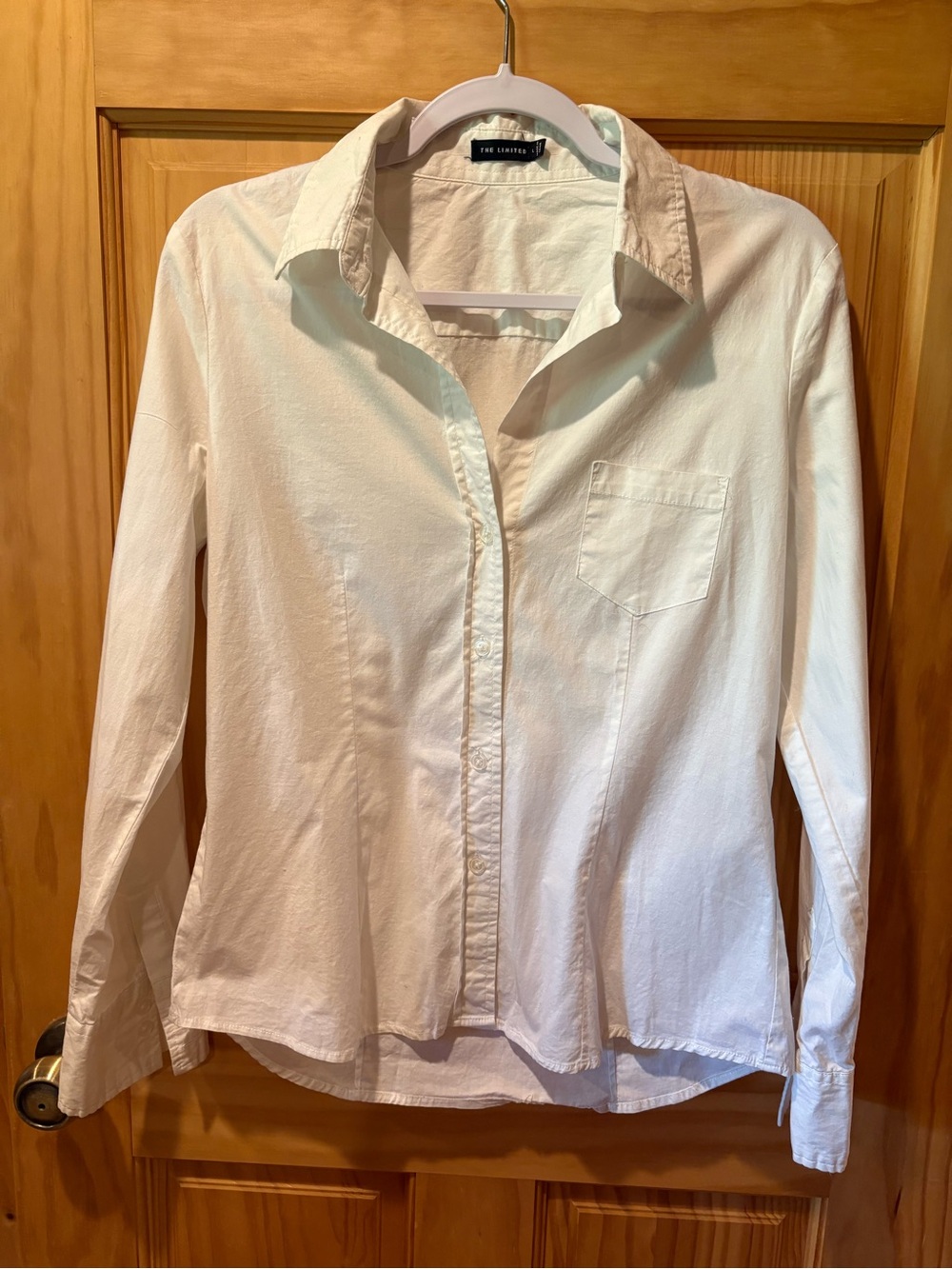 The Limited White Button Down Fitted Long Sleeve Shirt Sz L